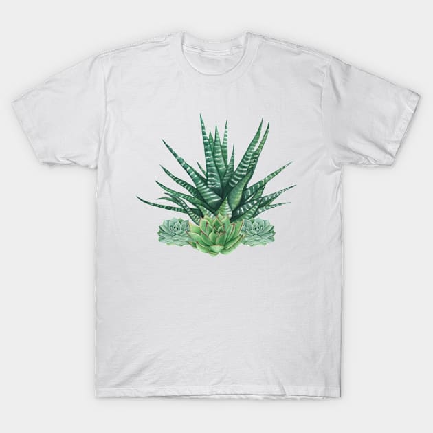 Watercolored Succulents T-Shirt by Whimsical Frank